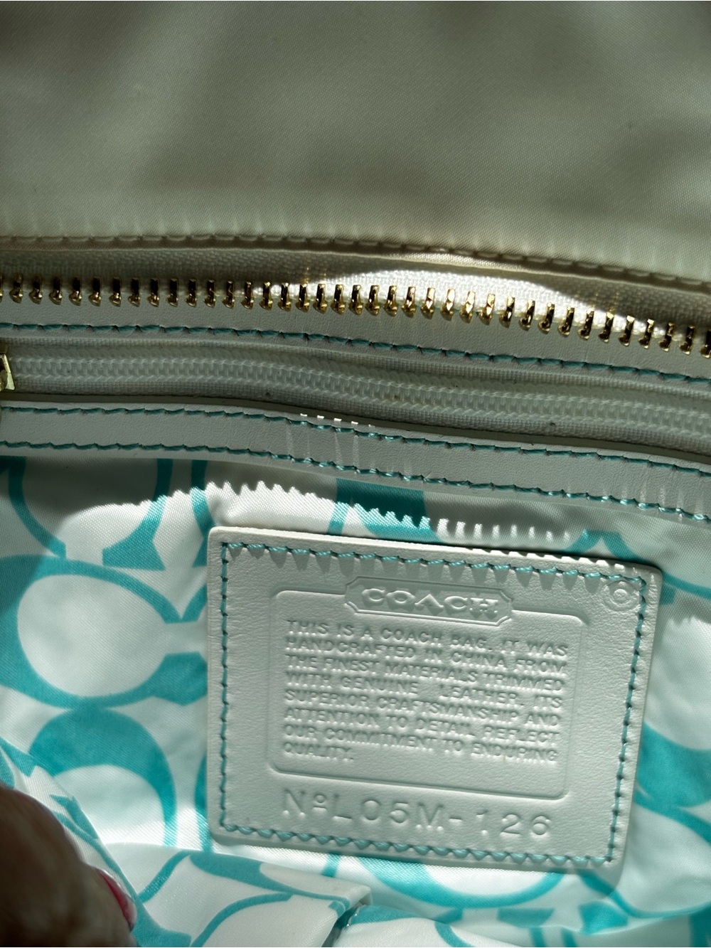 VINTAGE Coach 2005 Y2K Hamptons Nylon Mini Tote Bag Cream Ice Blue Trim #126 - Picture 2 of 12